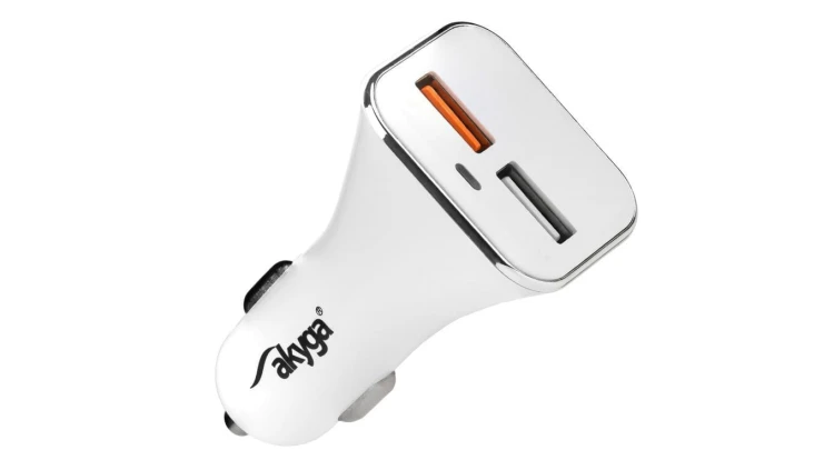 Ładowarka samochodowa 12/24V Akyga AK-CH-08 18W 2x USB-A Quick Charge 3.0 5-12V / 1.5-3A biała