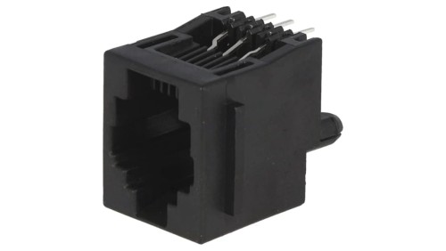 Gniazdo RJ12 6-pin z blokadą panel stop Układ 6p6c THT 5520258-3
