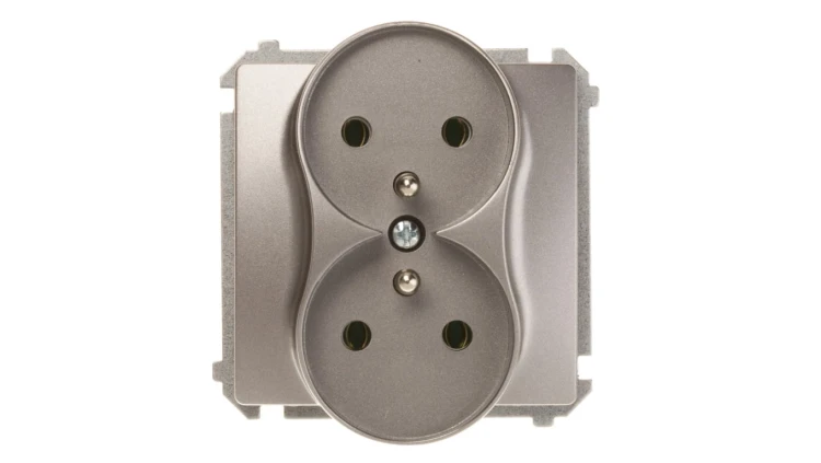 Simon Basic Gniazdo podwójne z/u 16A IP20 stal inox BMGZ2M.01/21