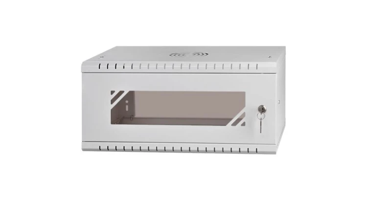 Szafa wisząca RACK 19 4U 350mm drzwi szklane szara PRO
