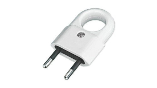 Wtyczka prosta z uchwytem płaska b/u 2,5A 250V biała ZN-11-BI