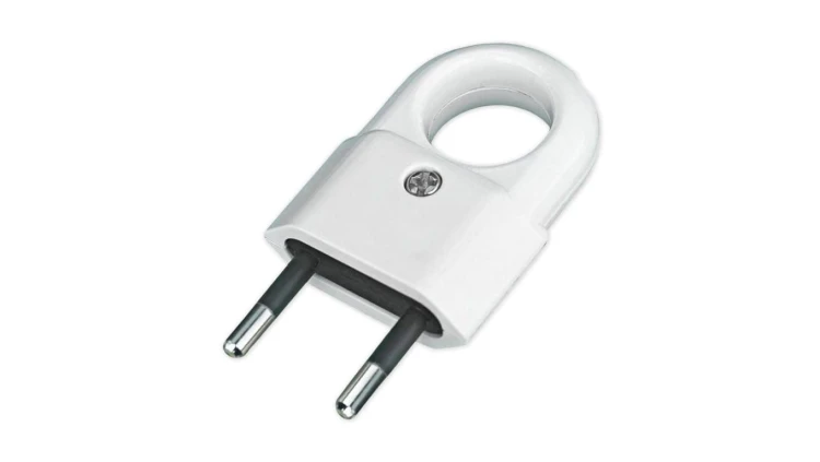 Wtyczka prosta z uchwytem płaska b/u 2,5A 250V biała ZN-11-BI