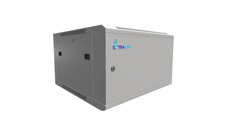 Szafa rack montowana na ścianie, drzwi blaszane pełne Extralink 6U 600x600 ASP Szara