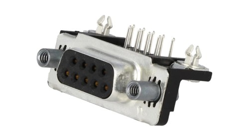 D-Sub 9-pin gniazdo żeńskie kątowe 90 THT UNC4-40 0,76um 5747844-6