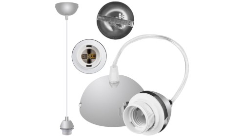 Lampa wisząca zwis sufitowy E27 chromowana pod klosz (bez linki)
