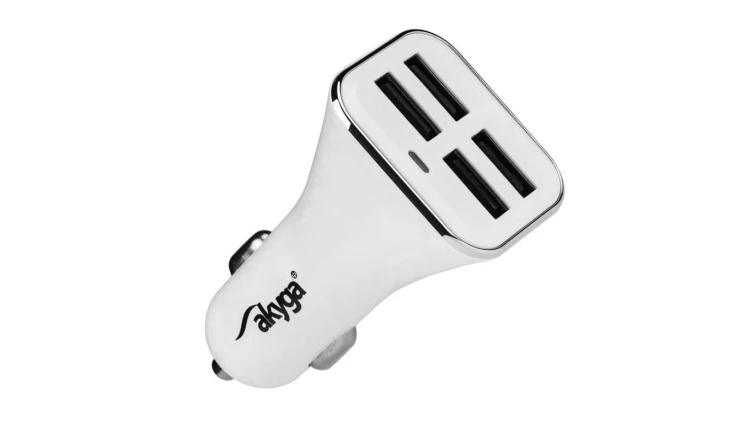 Ładowarka samochodowa 12/24V Akyga AK-CH-09 34W 4x USB-A 5V / 6.8A biała
