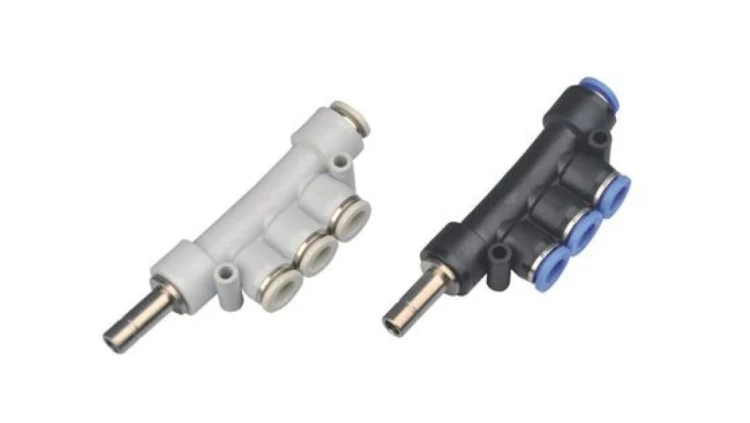 Rozdzielacz pneumatyczny wtykowy wielosegmentowy wtyk 10 mm pod wąż fi 3x6 mm