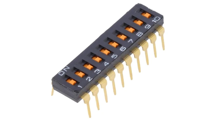 Przełącznik DIP-SWITCH liczba biegunów 10 ON-OFF A6T0102