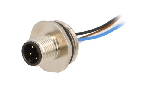Gniazdo męskie M12 4-pin na panel ESTGH040MSS0,12E04 (M20)