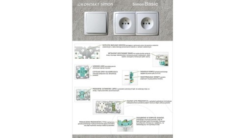 SIMON BASIC Gniazdo komputerowe RJ45 kat. 5e + telefoniczne RJ12 (moduł) biały BM5T.02/11