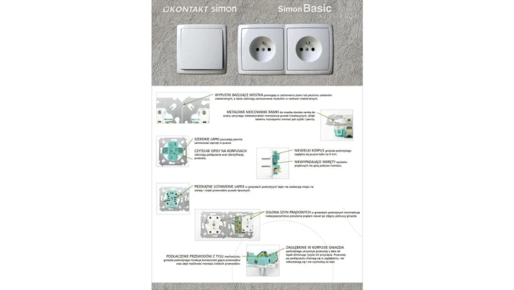 SIMON BASIC Gniazdo komputerowe RJ45 kat. 5e + telefoniczne RJ12 (moduł) biały BM5T.02/11