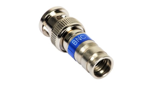Wtyk koncentryczny BNC 75ohm kompresyjny niebieski MASTER na przewód RG6