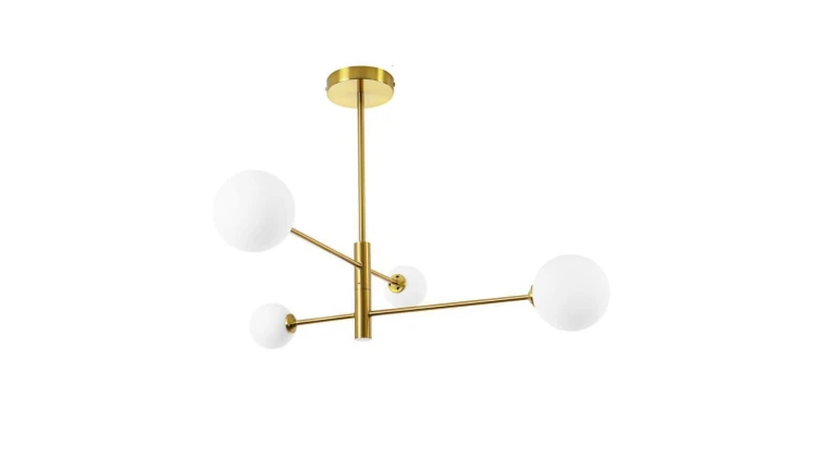 Stylowa lampa sufitowa DORADO z ruchomymi złotymi ramionami i szklanymi kloszami LP-002/4P Light Prestige