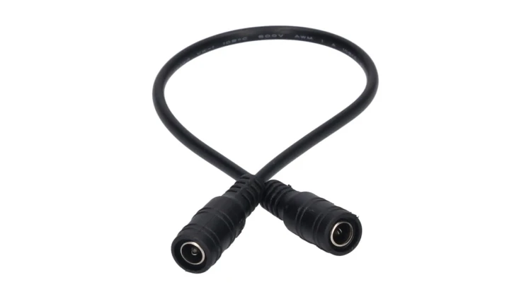 Przedłużka DC 5.5/2.1 1G-1G czarna 30cm 22/20awg