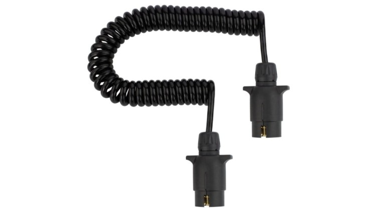 Przewód spiralny QLY-s kabel do przyczepy zakończony plastikowymi wtykami 7-pin 12V 3m
