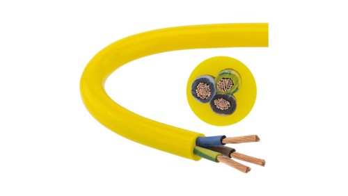 Przewód zasilający sterowniczy elastyczny PUR H07BQ-F 3x1,5 żółty Elektrokabel /100m/