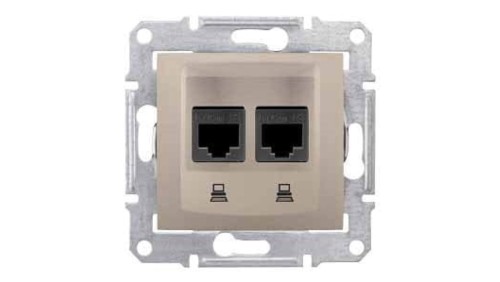 Sedna Gniazdo komputerowe podwójne RJ45 kat.5e UTP satynowe SDN4400168