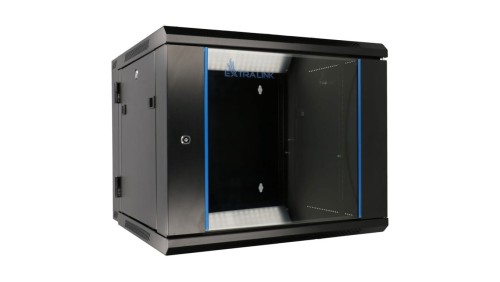 Szafa rack montowana na ścianie, dwusekcyjna Extralink 9U 600x600 AZH Czarna