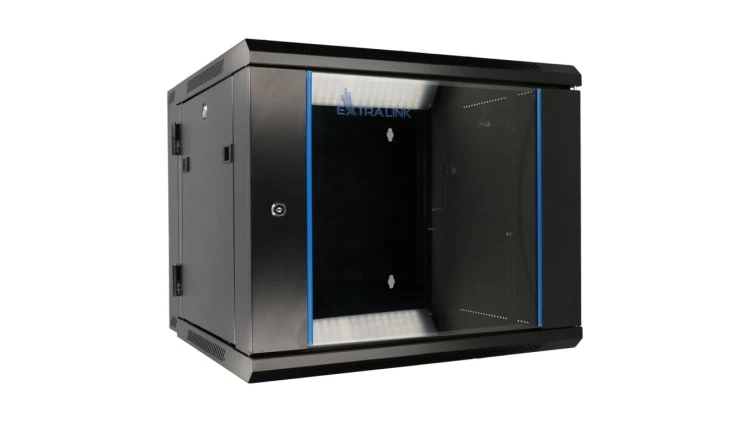Szafa rack montowana na ścianie, dwusekcyjna Extralink 9U 600x600 AZH Czarna