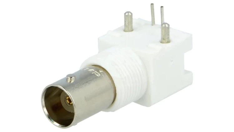 Gniazdo BNC żeńskie kątowe 90 50 Ohm THT na panel złocony 5227161-7