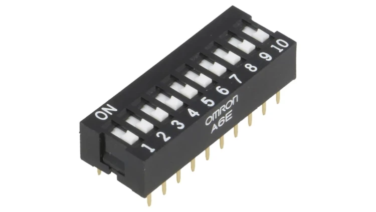 Przełącznik DIP-SWITCH Ilość sekcji 10 ON-OFF 0,025A/24VDC A6E-0101-N