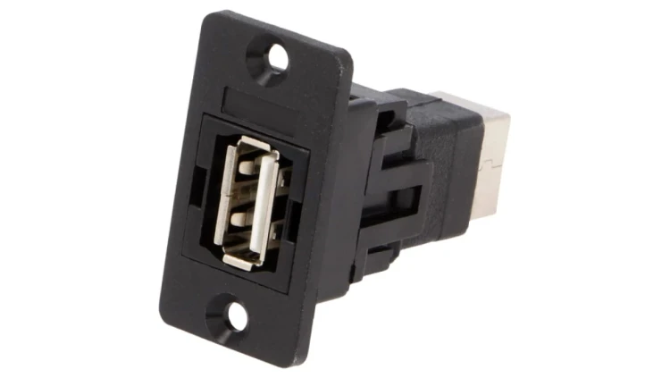 Adapter USB A - USB B 2.0 gniazdo SLIM złocony CP30609N