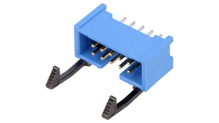 Gniazdo IDC męskie 10-pin proste THT pozłacane 2,54mm niebieskie 2-1761606-3