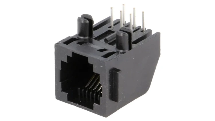 Gniazdo RJ12 6-pin Kat 3 Układ 6p6c na PCB THT 12,7mm 5555163-1