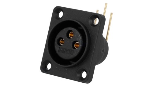Gniazdo XLR żeńskie PIN 3 kątowe 90 uszczelniane THT 5A CP30072