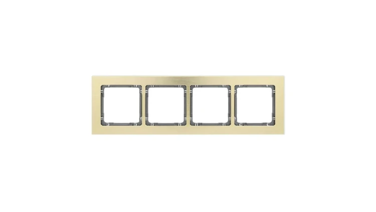 DECO Ramka uniwersalna poczwórna - aluminium szczotkowane (ramka: kolor mosiężny spód: grafitowy) 8-11-DRA-4