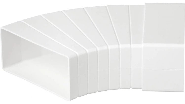 Kolanko wentylacyjne poziome wielokątne, łącznik 15-60 stopni do kanału płaskiego 110x55mm airRoxy 02-404