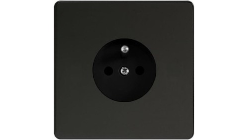 Varilight Metal gniazdo czarny mat B/K bez kołnierza wewnętrznego Linia Metal 16A 250V stal nierdzewna przesłony torów prądowych