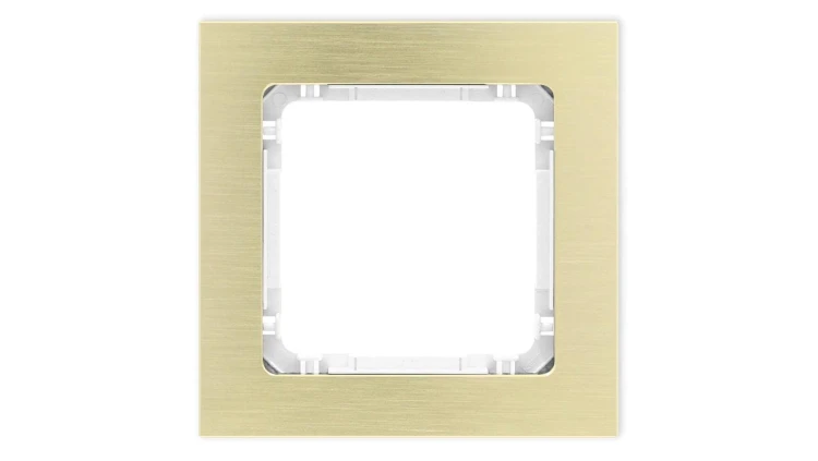 DECO Ramka uniwersalna pojedyncza - aluminium szczotkowane (ramka: kolor mosiężny spód: biały) 8-0-DRA-1