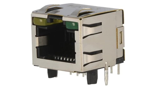 Gniazdo RJ45 8-pin Kat 5 ekranowane,z diodą LED złocony THT 2-406549-1