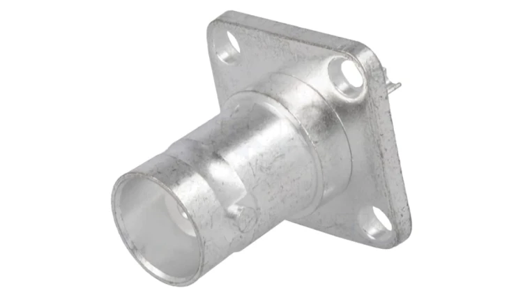 Złącze BNC żeńskie proste 50 ohm lutowanie teflon srebrzony 1-1337446-0