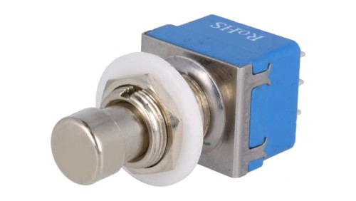 Przełącznik przyciskany Poz 2 3PDT 2A/250VAC OFF-ON Ø12,2mm FC71101