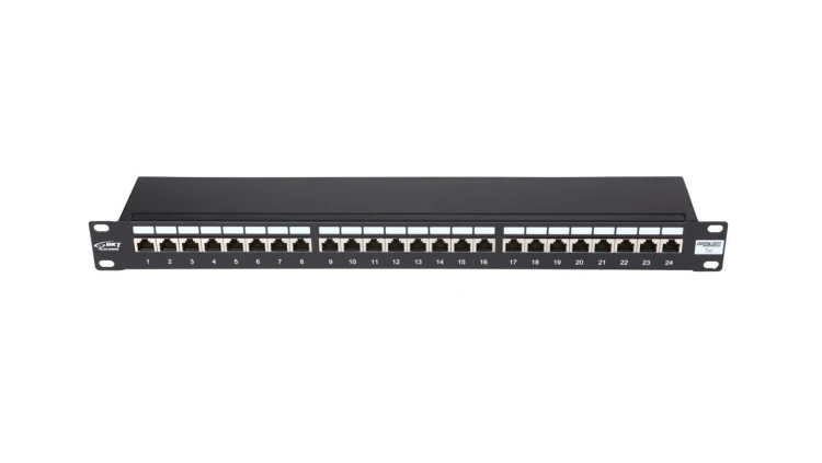 Patch Panel 19 panel krosowy, 24xRJ45, FTP - ekranowany, RJ45, Cat.5e , 1U, czarny, cable management 11301111.2