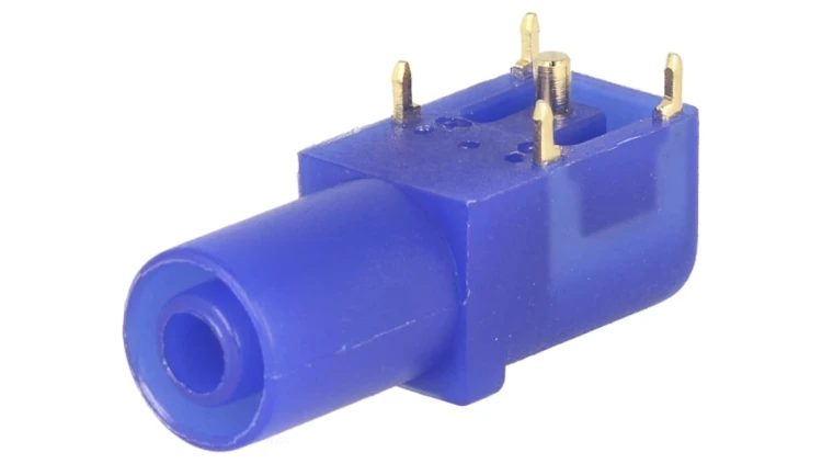 Gniazdo bananowe 4mm 24A 33mm niebieski złocony na panel FCR7350L