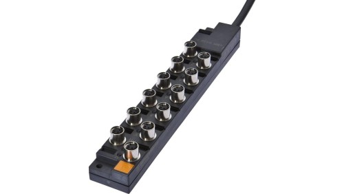 VK001029, rozdzielacz, 26x191x30mm, 10-30V DC, 12x M8 3pin, Stały rozdzielacz kablowy / podłączona linia kablowa, IP67, PBT, 3A