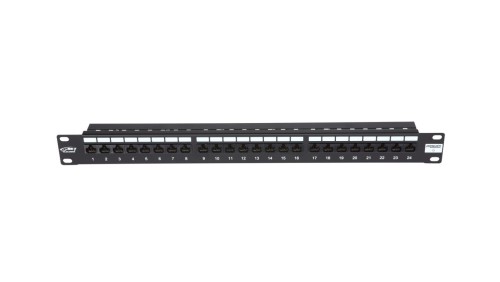 Patch Panel 19 panel krosowy, 24xRJ45, UTP - nieekranowany, RJ45, Cat.5e , 1U, czarny, cable management 11301011.2