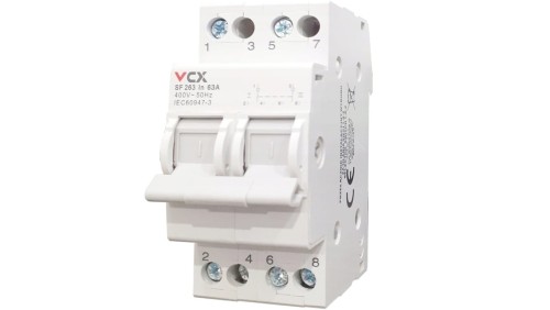 Przełącznik modułowy instalacyjny wyboru zasilania sieci 1-0-2 2P 63A SF463 VCX