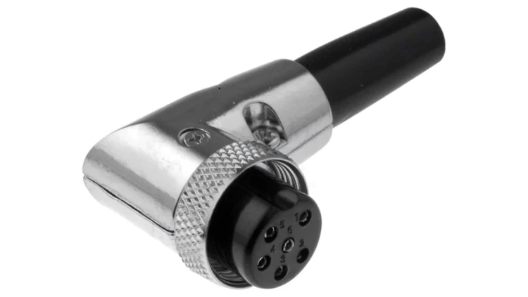 Wtyk mikrofonowe żeńskie 6-pin na przewód kątowe 90 6mm FC684226R