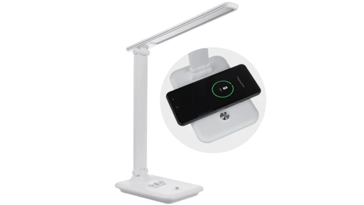 Lampka biurkowa LED Maclean max. 9W 220-240V AC możliwość zmiany barwy ładowarka bezprz. 450lm MCE616 W