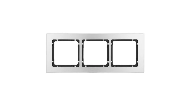 DECO Ramka uniwersalna potrójna - aluminium szczotkowane (ramka: srebrna spód: czarny) 7-12-DRA-3