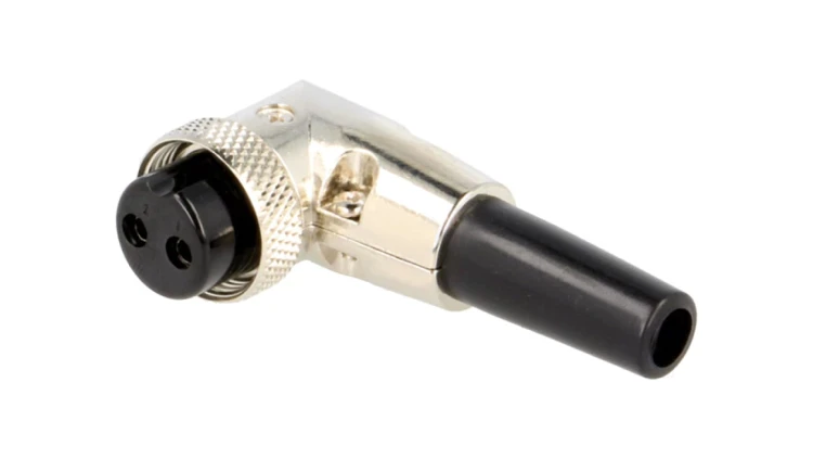 Wtyk mikrofonowe żeńskie 2-pin na przewód kątowe 90 6mm FC684222R