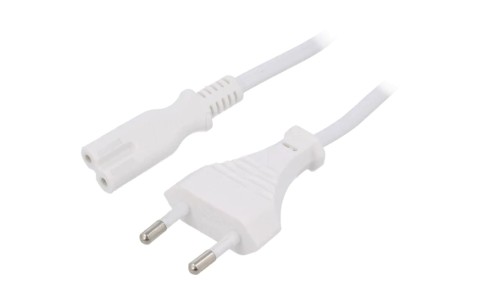 Kabel CEE 7/16 (C) wtyk IEC C7 żeński PVC 5m biały KAB-EU-T2-5.0-WH