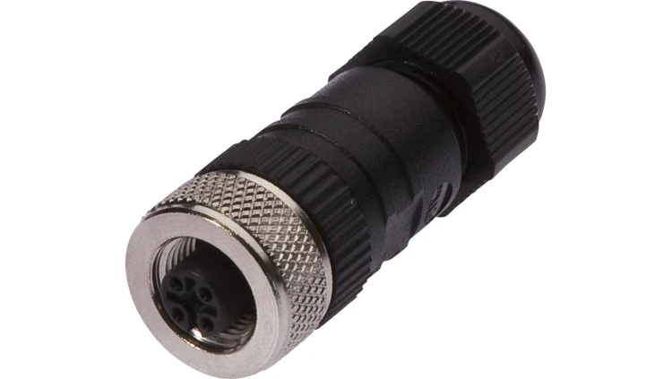 VK003C25, Gniazdo kablowe, proste, złącze śrubowe, Ø4-8mm, 4A, 60V, -25-90C, M12 żeńskie 5pin, IP67, PBT