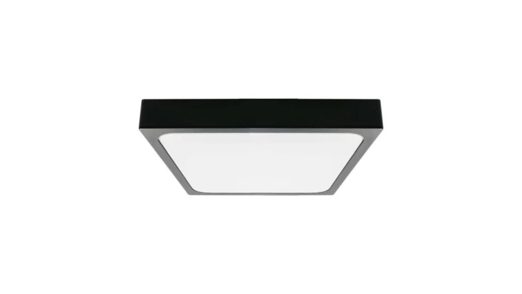 Plafoniera LED 24W 2400lm 4000K IP44 Kwadrat Mleczny Czarna Ramka z mikrofalowym czujnikiem ruchu 7673