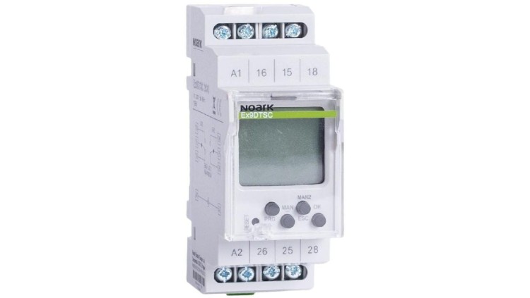 Programator czasowy, wyłącznik cyfrowy na szynę TH-35 1-kanałowy 2P (230V AC), 2-modułowy Ex9DTSC 1CO NOARK 73.2305