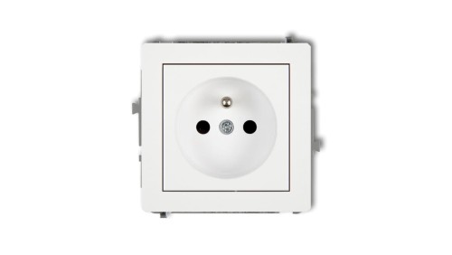 DECO Mechanizm gniazda pojedynczego z uziemieniem 2P+Z (przesłony torów prądowych), biały mat 25DGP-1zp
